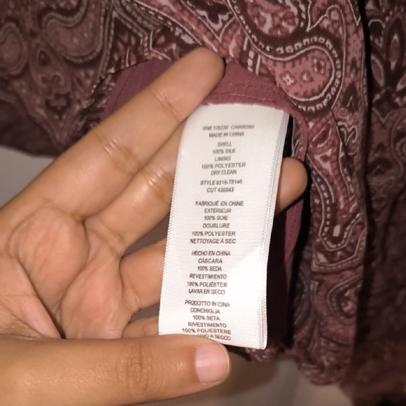 NWT Joie | 100% Silk Paisley Blouse in Rich Brown - Picture 8 of 9